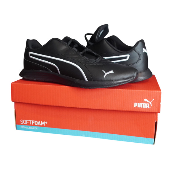 Puma Ella Lace‑Up Women’s Sneakers Sz 8 Black White SoftFoam NWOT Original Box - Picture 1 of 12